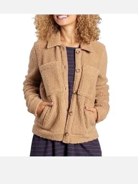 Toad & Co wool blend tan sespe sherpa teddy shirt jacket size S